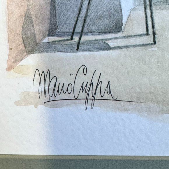 VINTAGE (1970s) MARIO CUPPA SIGNED "SORENTO" WATERCOLOR (EUC) - Picture 7 of 9